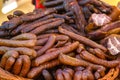 Smoked Sausages And Meat For Sale On Market