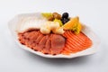 smoked and slightly salted salmon and lard Royalty Free Stock Photo