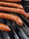 Smoked southern sausages on a grille ready to eat