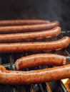 Smoked southern sausages on a grille ready to eat