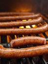 Smoked southern sausages on a grille ready to eat