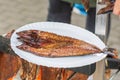 Smoked spiced mackerel fish Royalty Free Stock Photo