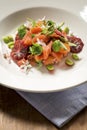 Smoked Trout Salad on a White Bowl Royalty Free Stock Photo