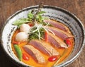 Smoked Yi-Liang Duck in red curry with Lichee