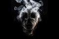 Face made of wisps of smoke on black background. Royalty Free Stock Photo