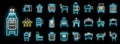 Smokehouse icons set vector neon