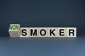 Smoker or non-smoker. Cubes form the words Smoker or Non smoker