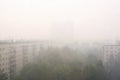 Smokescreen over Moscow after forest fires Royalty Free Stock Photo
