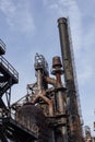 Smokestack and blast furnace, steel industry complex, industrial textures