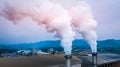 Smokestack pipe factory pollution in the city, Fuel Power Plant Smokestacks Emit Carbon Dioxide Pollution Royalty Free Stock Photo