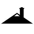 Smokestack on roof icon on white background. smokestack sign. roof with chimney symbol. smokestack on rooftop. flat style