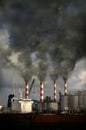 Smokestacks Blowing Pollution Royalty Free Stock Photo