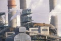 Smokestacks at a Denver Utility Commission power plant, Denver, Colorado