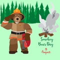 Smokey Bear Day vector flat poster