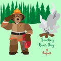 Smokey Bear Day vector flat poster Royalty Free Stock Photo