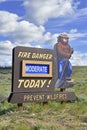 Smokey Bear sign posting in the mountains Royalty Free Stock Photo