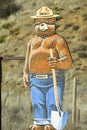 Smokey the Bear warns of forest fires in Ventura County near Lockwood Valley, California on highway 33