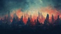 Abstract digital illustration of a city in various shapes and faded coloring throughout.Â Created using ai generative. Royalty Free Stock Photo