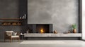 Smokey Gray Concrete Fireplace Design For Empty Room