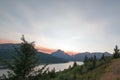 Smokey Sunset over Lower Two Medicine Lake in Glacier National Park in Montana USA durng the 2017 fall fires Royalty Free Stock Photo