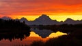 Smokey Sunset at Oxbow Bend Royalty Free Stock Photo