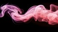 Smoking abstract background of tender swirl line of pastel pink smoke dance on black backdrop