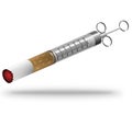 Smoking addict medical syringe concept