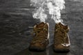 Smoking Boots Royalty Free Stock Photo