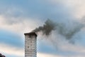 Smoking chimney smoke pollution, small house town Royalty Free Stock Photo