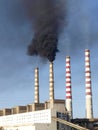 Smoking chimneys of power station Royalty Free Stock Photo