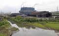 Smoking factory in outskirt of Santander city