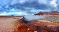 Smoking fumaroles on Hverarond valley