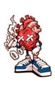 smoking heart cartoon character. Royalty Free Stock Photo