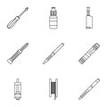 Smoking icons set, outline style