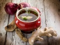 Smoking miso soup with ginger Royalty Free Stock Photo