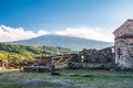 Mount Etna from Lauria Castle in Castiglione di Sicilia, Italy Royalty Free Stock Photo