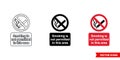 Smoking is not permitted in this area prohibitory sign icon of 3 types color, black and white, outline. Isolated vector sign Royalty Free Stock Photo