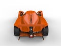 Smoking orange modern super sports car - top down back view Royalty Free Stock Photo