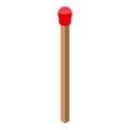 Smoking pipe wood match icon, isometric style