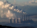 Smoking power station chimneys Royalty Free Stock Photo