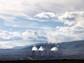 Smoking power station chimneys Royalty Free Stock Photo