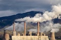 Smoking power station chimneys Royalty Free Stock Photo