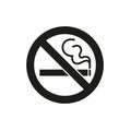 No smoking. Vector prohibition sign. A black circle with a black diagonal line through it.