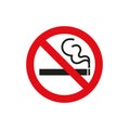 No smoking. Vector prohibition sign. A red circle with a red diagonal line through it.