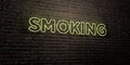 SMOKING -Realistic Neon Sign on Brick Wall background - 3D rendered royalty free stock image