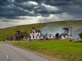 The smoking remains of the Moorfield Hotel in Brae, Shetland, UK