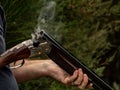 Smoking Shotgun Barrel, Over Under Double Barrel Royalty Free Stock Photo