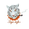 Smoking tiger cartoon Royalty Free Stock Photo