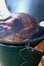 Smoking a turkey over open flame Royalty Free Stock Photo