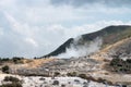 Smoking volcanic crater